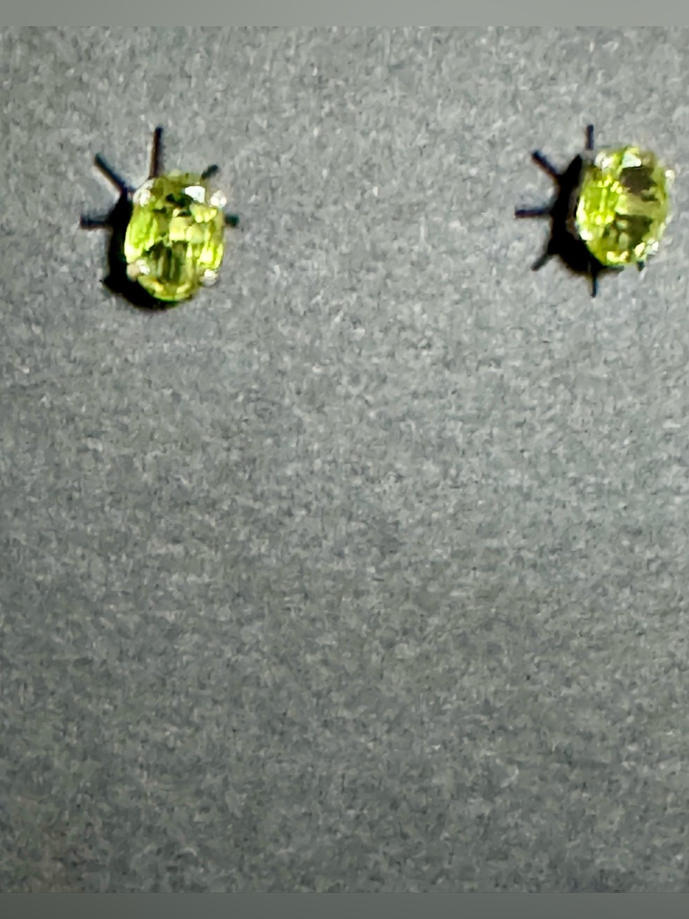 Sterling Silver Peridot Stud Earrings - Bright Green - Picture 5 of 10